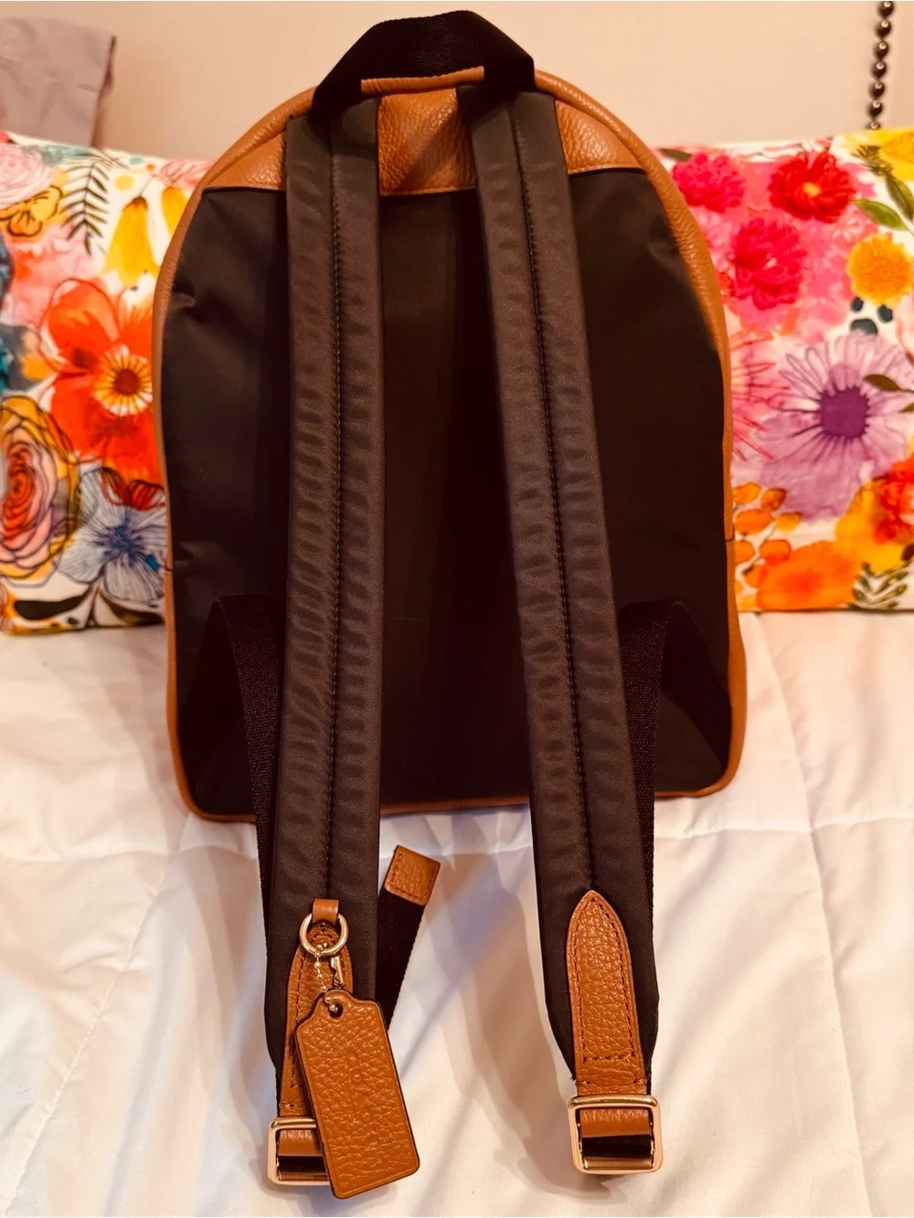 Coach Charlie medium size pebble leather backpack.